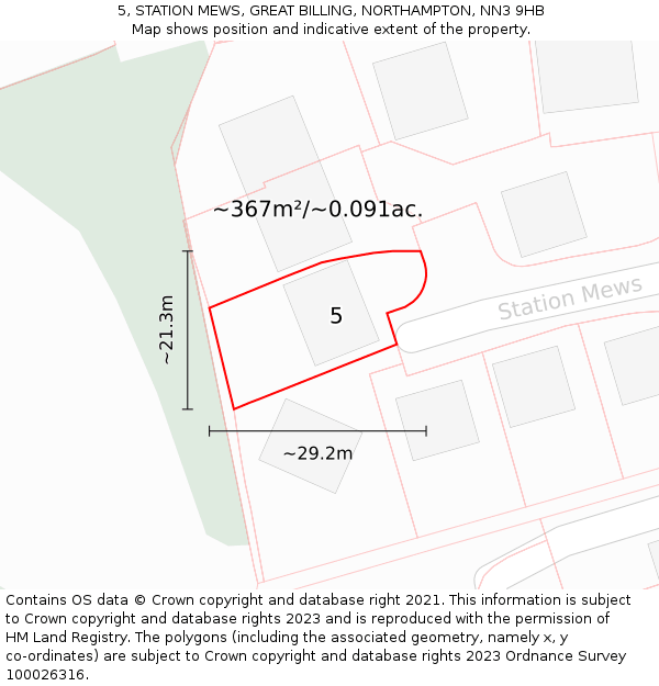 5, STATION MEWS, GREAT BILLING, NORTHAMPTON, NN3 9HB: Plot and title map