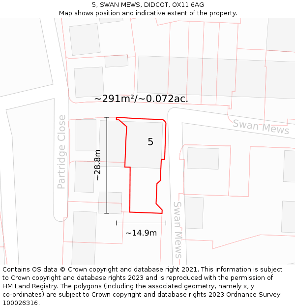 5, SWAN MEWS, DIDCOT, OX11 6AG: Plot and title map