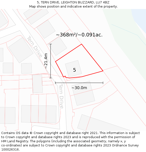 5, TERN DRIVE, LEIGHTON BUZZARD, LU7 4BZ: Plot and title map