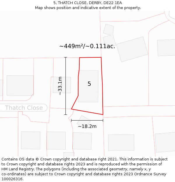 5, THATCH CLOSE, DERBY, DE22 1EA: Plot and title map