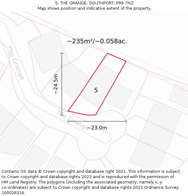 5, THE GRANGE, SOUTHPORT, PR9 7NZ: Plot and title map