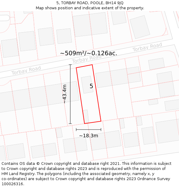 5, TORBAY ROAD, POOLE, BH14 9JQ: Plot and title map