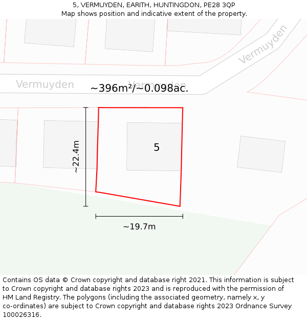 5, VERMUYDEN, EARITH, HUNTINGDON, PE28 3QP: Plot and title map