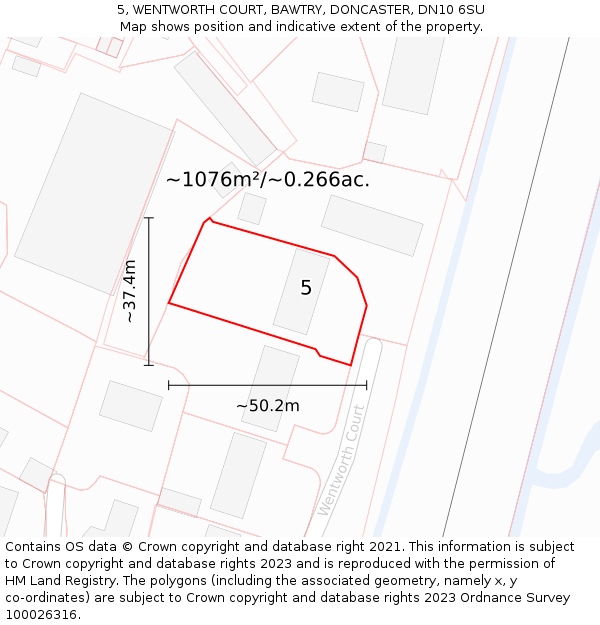 5, WENTWORTH COURT, BAWTRY, DONCASTER, DN10 6SU: Plot and title map