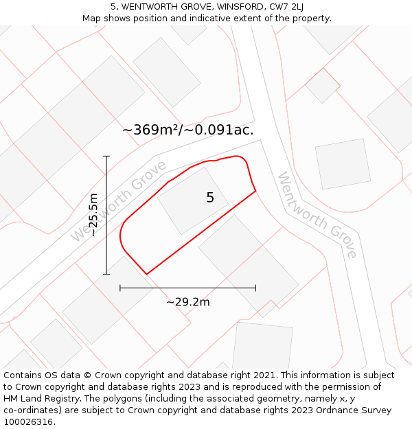 5, WENTWORTH GROVE, WINSFORD, CW7 2LJ: Plot and title map