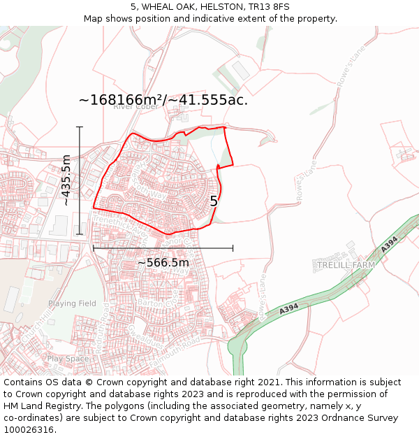 5, WHEAL OAK, HELSTON, TR13 8FS: Plot and title map