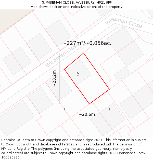 5, WISEMAN CLOSE, AYLESBURY, HP21 9FF: Plot and title map