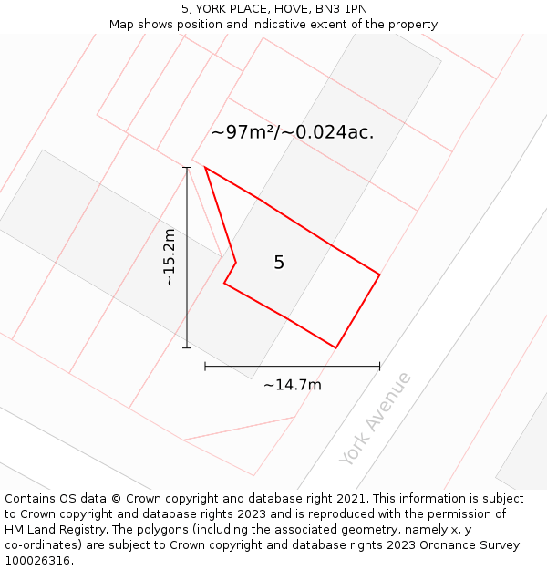 5, YORK PLACE, HOVE, BN3 1PN: Plot and title map