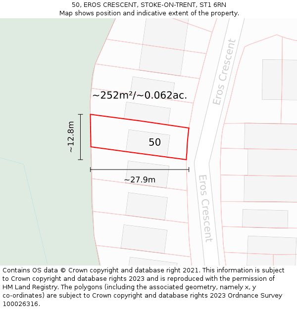 50, EROS CRESCENT, STOKE-ON-TRENT, ST1 6RN: Plot and title map