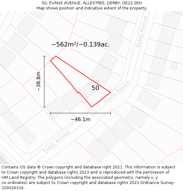 50, EVANS AVENUE, ALLESTREE, DERBY, DE22 2EN: Plot and title map