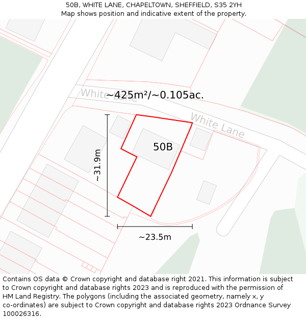 50B, WHITE LANE, CHAPELTOWN, SHEFFIELD, S35 2YH: Plot and title map