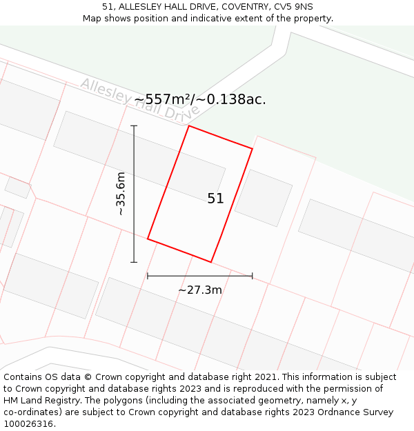 51, ALLESLEY HALL DRIVE, COVENTRY, CV5 9NS: Plot and title map