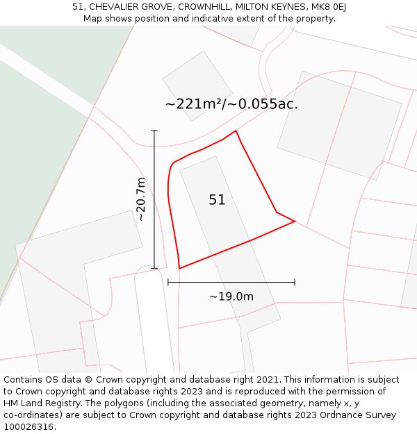 51, CHEVALIER GROVE, CROWNHILL, MILTON KEYNES, MK8 0EJ: Plot and title map