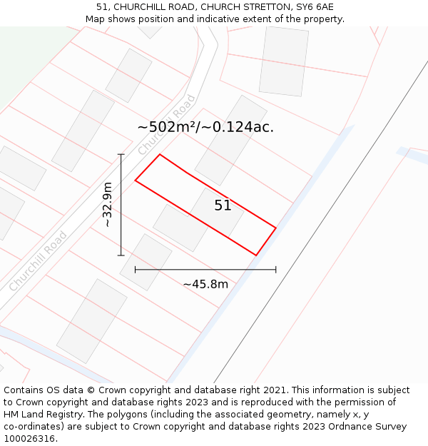 51, CHURCHILL ROAD, CHURCH STRETTON, SY6 6AE: Plot and title map