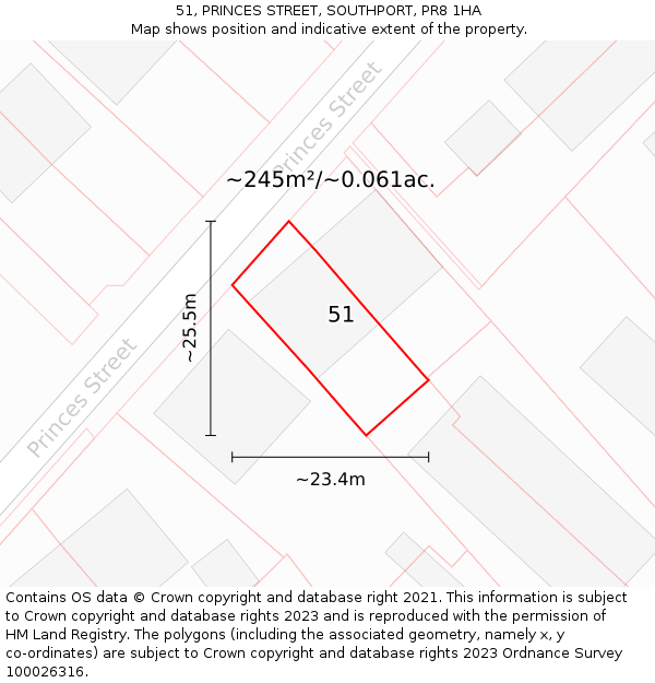 51, PRINCES STREET, SOUTHPORT, PR8 1HA: Plot and title map