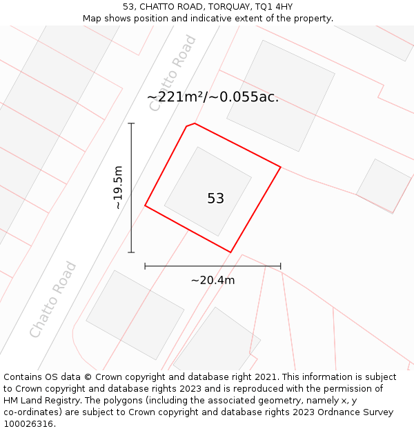 53, CHATTO ROAD, TORQUAY, TQ1 4HY: Plot and title map