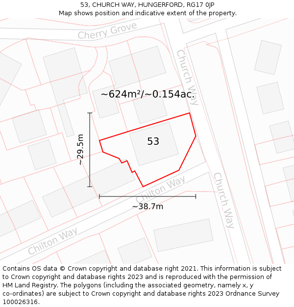 53, CHURCH WAY, HUNGERFORD, RG17 0JP: Plot and title map