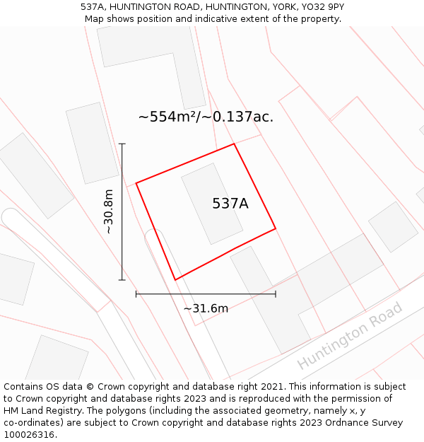 537A, HUNTINGTON ROAD, HUNTINGTON, YORK, YO32 9PY: Plot and title map