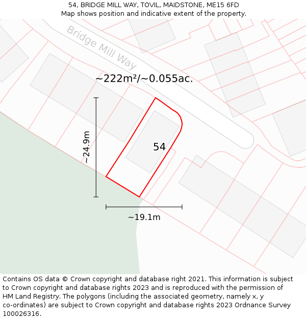 54, BRIDGE MILL WAY, TOVIL, MAIDSTONE, ME15 6FD: Plot and title map