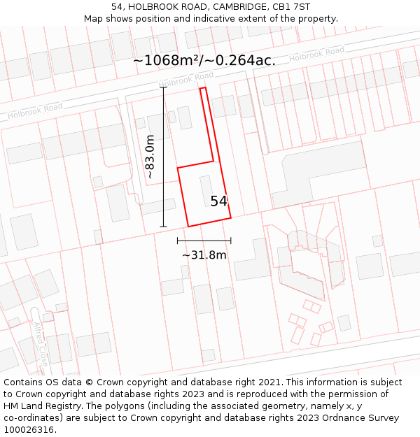 54, HOLBROOK ROAD, CAMBRIDGE, CB1 7ST: Plot and title map