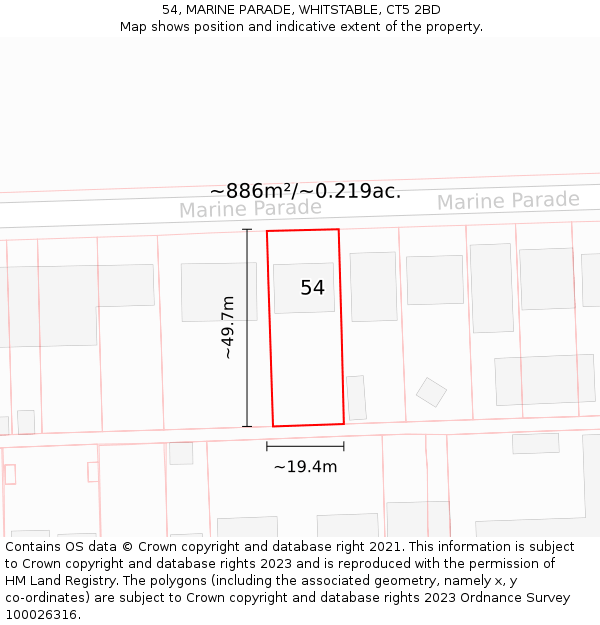 54, MARINE PARADE, WHITSTABLE, CT5 2BD: Plot and title map