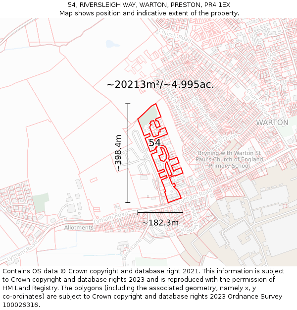 54, RIVERSLEIGH WAY, WARTON, PRESTON, PR4 1EX: Plot and title map