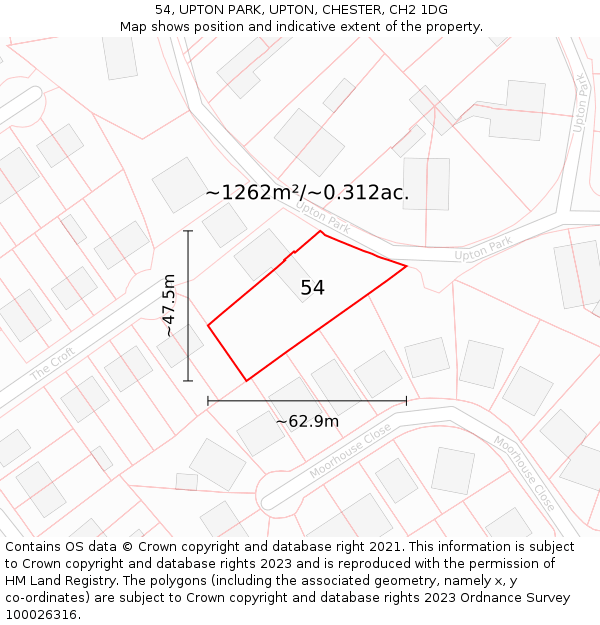 54, UPTON PARK, UPTON, CHESTER, CH2 1DG: Plot and title map