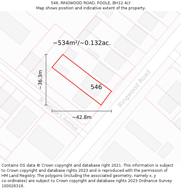 546, RINGWOOD ROAD, POOLE, BH12 4LY: Plot and title map