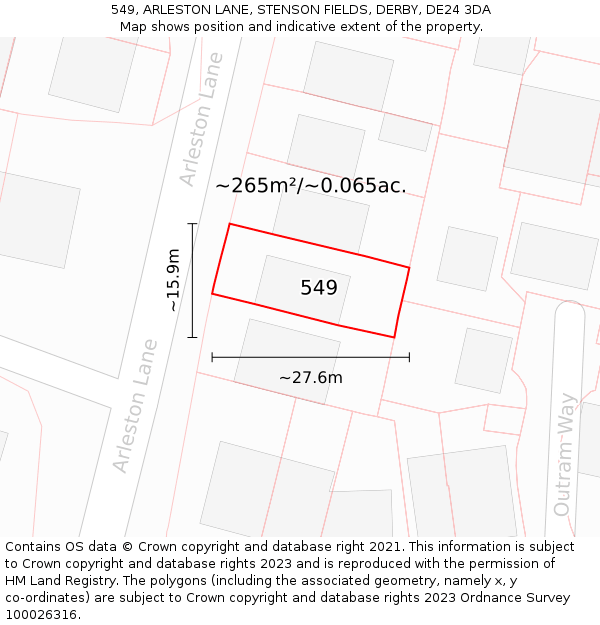 549, ARLESTON LANE, STENSON FIELDS, DERBY, DE24 3DA: Plot and title map