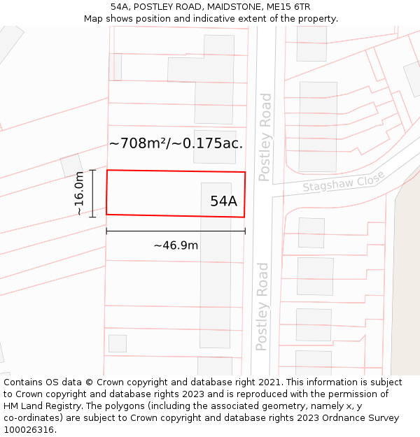 54A, POSTLEY ROAD, MAIDSTONE, ME15 6TR: Plot and title map