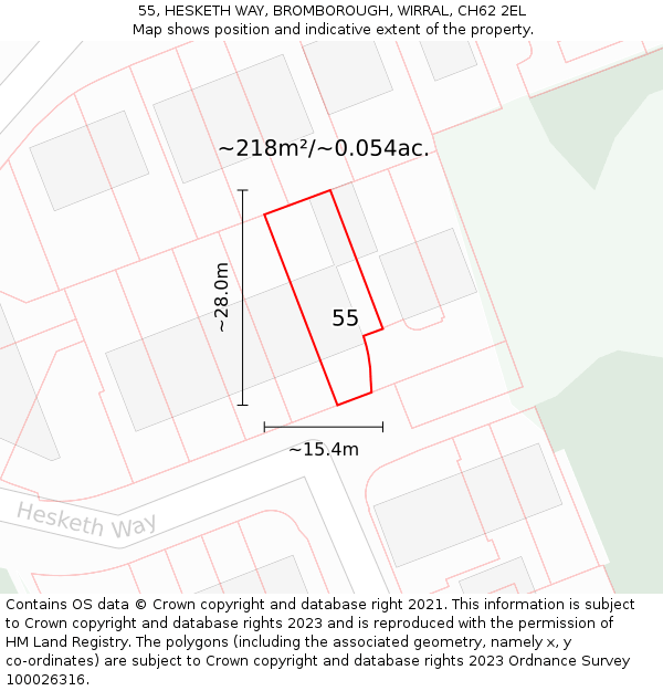 55, HESKETH WAY, BROMBOROUGH, WIRRAL, CH62 2EL: Plot and title map