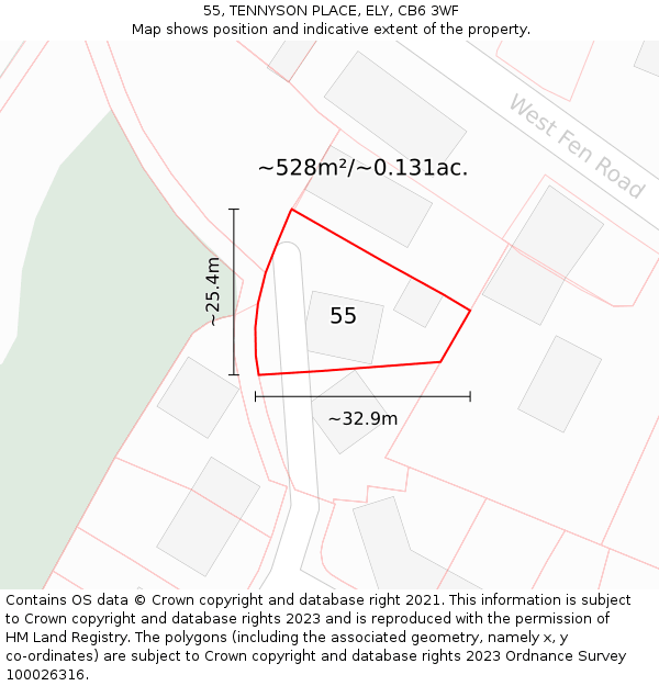 55, TENNYSON PLACE, ELY, CB6 3WF: Plot and title map