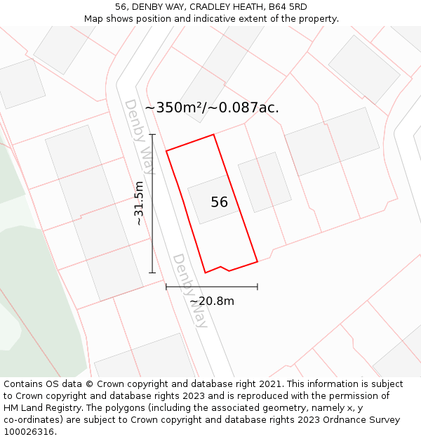 56, DENBY WAY, CRADLEY HEATH, B64 5RD: Plot and title map