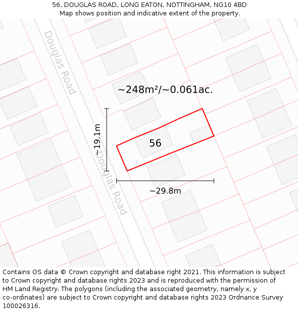 56, DOUGLAS ROAD, LONG EATON, NOTTINGHAM, NG10 4BD: Plot and title map