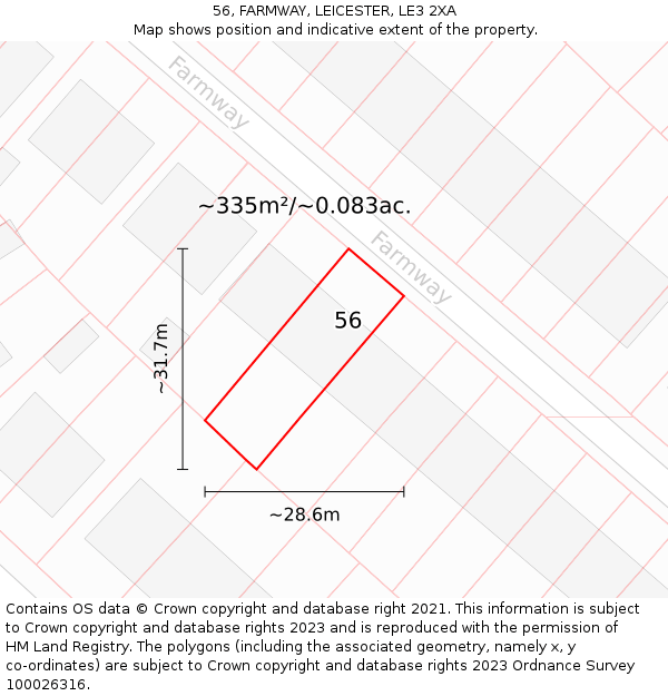 56, FARMWAY, LEICESTER, LE3 2XA: Plot and title map