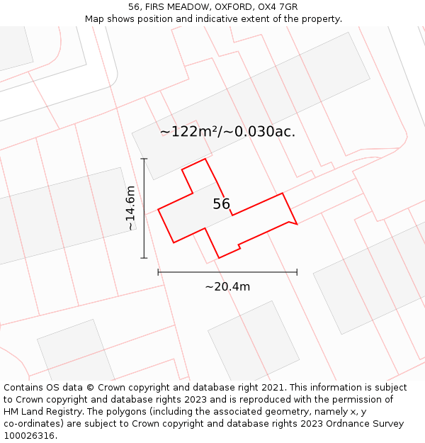 56, FIRS MEADOW, OXFORD, OX4 7GR: Plot and title map