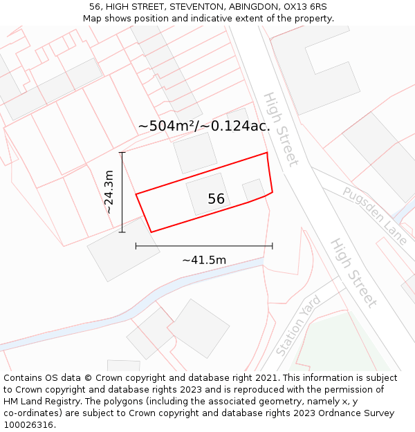 56, HIGH STREET, STEVENTON, ABINGDON, OX13 6RS: Plot and title map