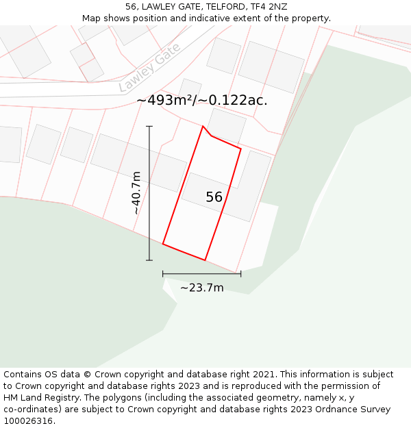 56, LAWLEY GATE, TELFORD, TF4 2NZ: Plot and title map