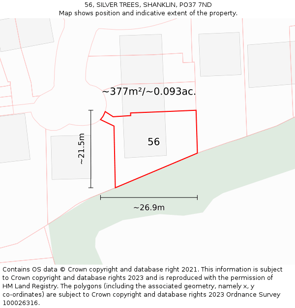 56, SILVER TREES, SHANKLIN, PO37 7ND: Plot and title map