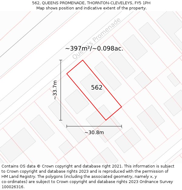 562, QUEENS PROMENADE, THORNTON-CLEVELEYS, FY5 1PH: Plot and title map