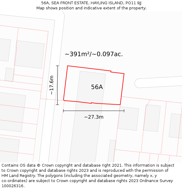 56A, SEA FRONT ESTATE, HAYLING ISLAND, PO11 9JJ: Plot and title map