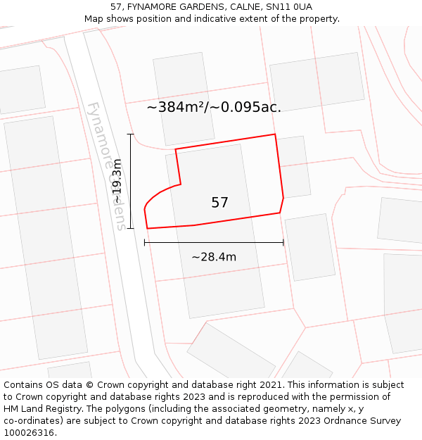 57, FYNAMORE GARDENS, CALNE, SN11 0UA: Plot and title map