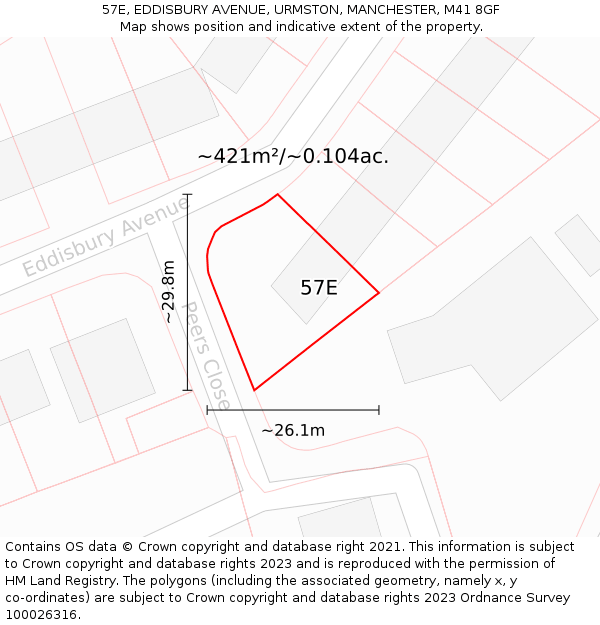 57E, EDDISBURY AVENUE, URMSTON, MANCHESTER, M41 8GF: Plot and title map