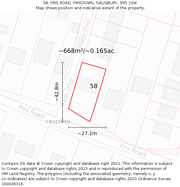 58, FIRS ROAD, FIRSDOWN, SALISBURY, SP5 1SW: Plot and title map