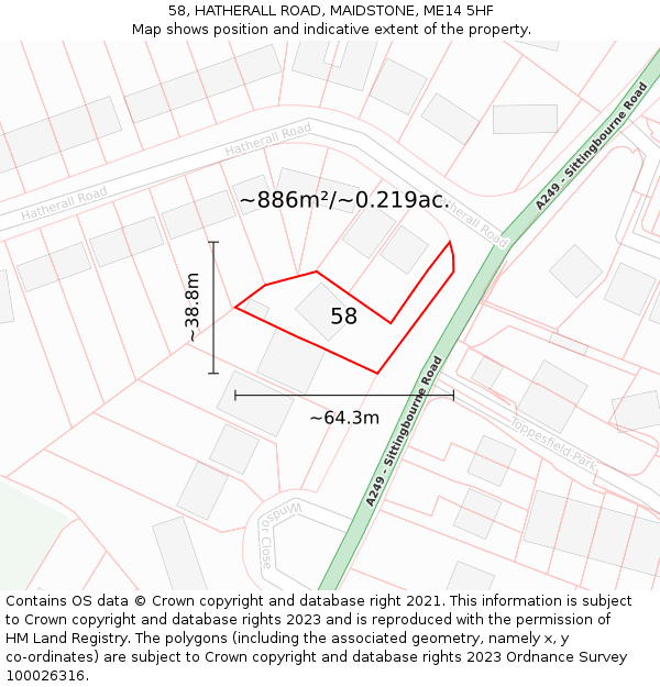 58, HATHERALL ROAD, MAIDSTONE, ME14 5HF: Plot and title map