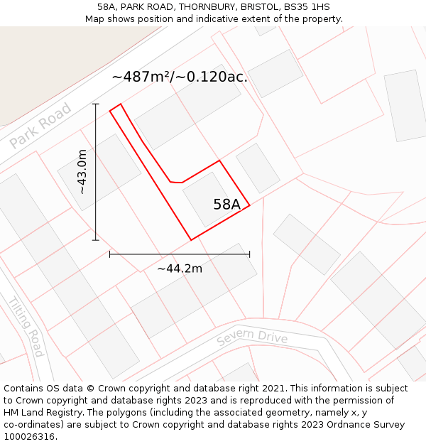 58A, PARK ROAD, THORNBURY, BRISTOL, BS35 1HS: Plot and title map