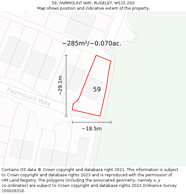 59, FAIRMOUNT WAY, RUGELEY, WS15 2SX: Plot and title map