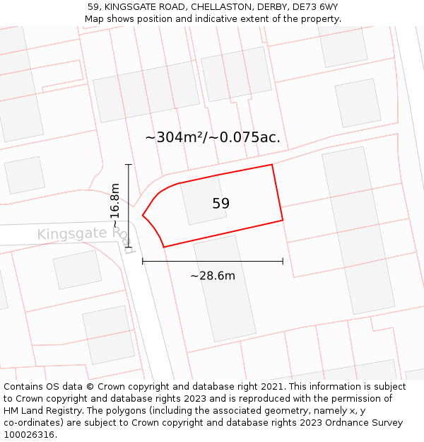 59, KINGSGATE ROAD, CHELLASTON, DERBY, DE73 6WY: Plot and title map