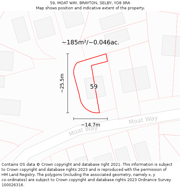 59, MOAT WAY, BRAYTON, SELBY, YO8 9RA: Plot and title map