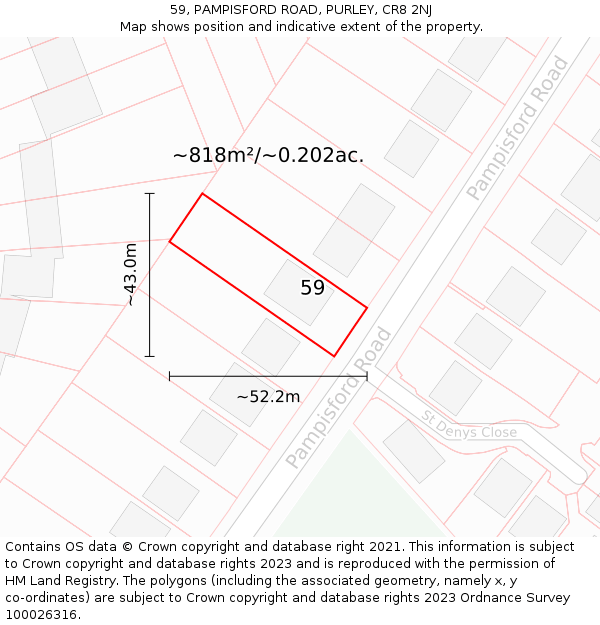 59, PAMPISFORD ROAD, PURLEY, CR8 2NJ: Plot and title map